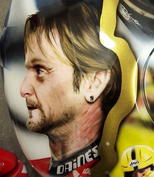 Airbrushed Painting of Carl Foggerty on Petrol Tank